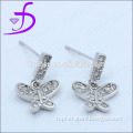 Hight quality cz fashion sterling silver jewelry butterfly dangle earrings